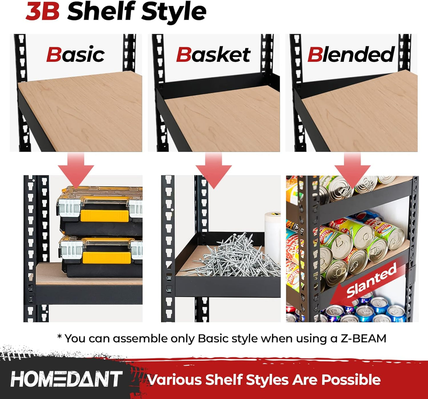 HOMEDANT 5-Tier Laminated Boltless Heavy Duty Metal Shelving Unit Adjustable Garage Storage Utility Rack Shelves Organization Shelf Warehouse Industrial 39.8" W x 18.2" D x 71.3" H 10Pack