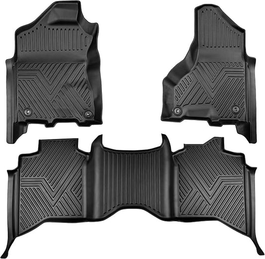 Floor Mats for Ram 1500 2500 3500 Crew Cab (2013-2018) & Ram 1500 Classic (2019-2024) | Front & Rear Floor Liners | Fit with Cargo Liners | All-Weather Truck Accessories