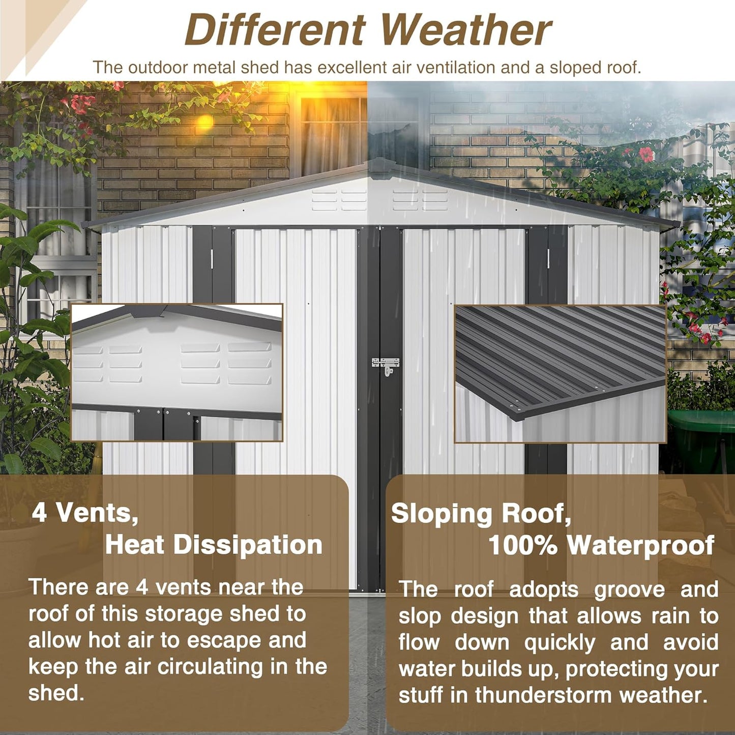 8x6 FT Outdoor Metal Storage Shed with Lockable Door & Floor Frame, Heavy-Duty Garden Tool Shed, Weatherproof Steel Utility Shed for Backyard, Patio, or Lawn Organization