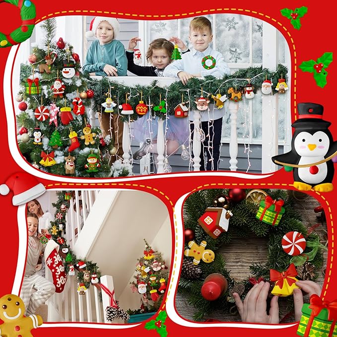 TecUnite 28 Pcs Ceramic to Paint Christmas Ornament Crafts Adults Unpainted DIY Ceramic Figurines Decorate and Paint Your Own Ornaments Kits DIY Craft Xmas Holiday Activities(Holiday)