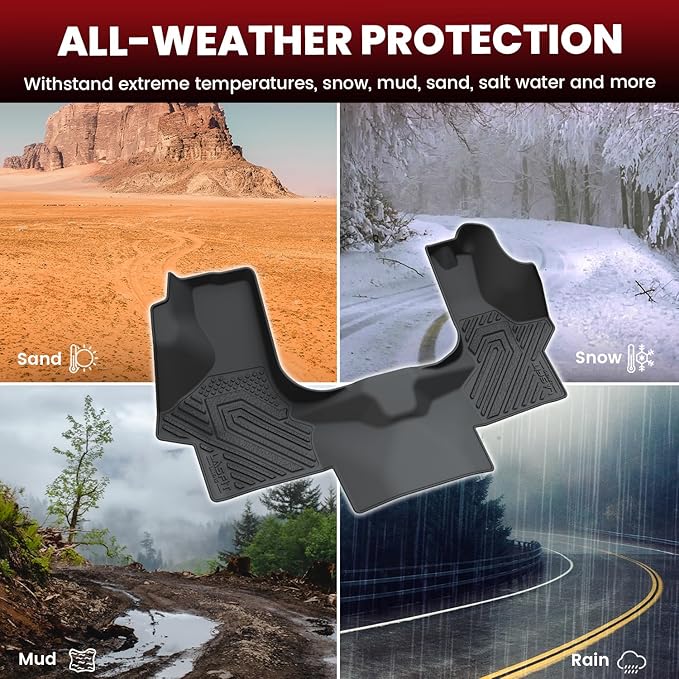 LASFIT Floor Mats for Chevrolet Chevy Express/GMC Savana 1500/2500/3500 2008-2025, All Weather TPE Custom Fit Floor Mats for Cars, Front Row Floor Liners for Express Accessories, 1 PCS