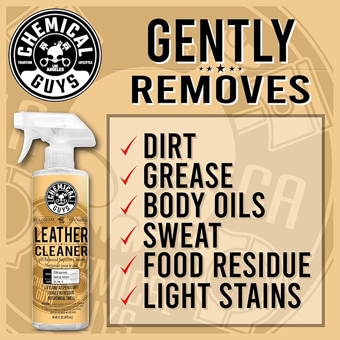 Chemical Guys SPI_208 Colorless and Odorless Leather Cleaner for Car Interiors, Furniture, Apparel, Boots, and More (Works on Natural, Synthetic, Pleather, Faux Leather and More), 128 fl oz (1 Gal)