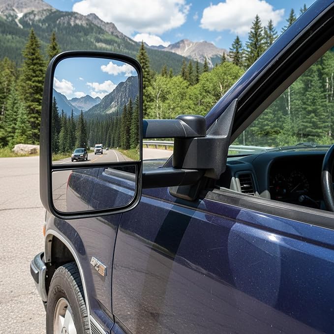 DWVO Side Towing Mirrors Compatible with 1988-1998 Chevy/GMC C1500 K1500,1988-2000 Chevy/GMC C2500 C3500 K2500 K3500, Power Adjusted Manual Folding Telescoping Pair Set