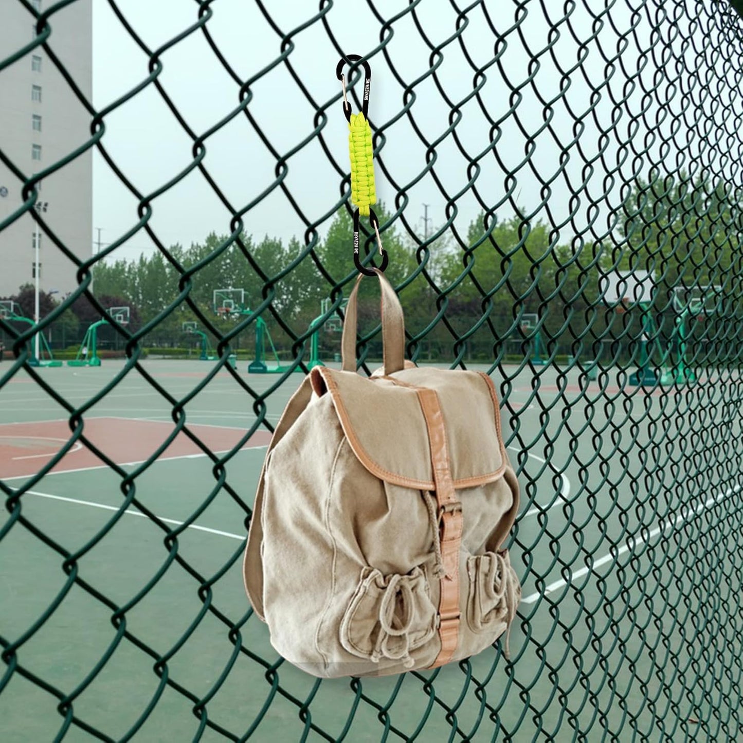 BRAVESHINE Paracord Keychain Carabiner Clip, D Ring Lanyard Hanger Stroller Hook for Water Bottle, Key, Backpacks, Men, Women