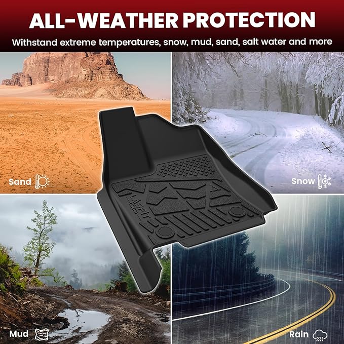LASFIT Floor Mats for Toyota Tundra 2022-2026 Double Cab, Custom Fit All Weather Protection TPE Easy Clean Odorless Anti-Slip Floor Liners for Tundra 2022-2024 2025 2026 Front & Rear 2 Row Car Mats