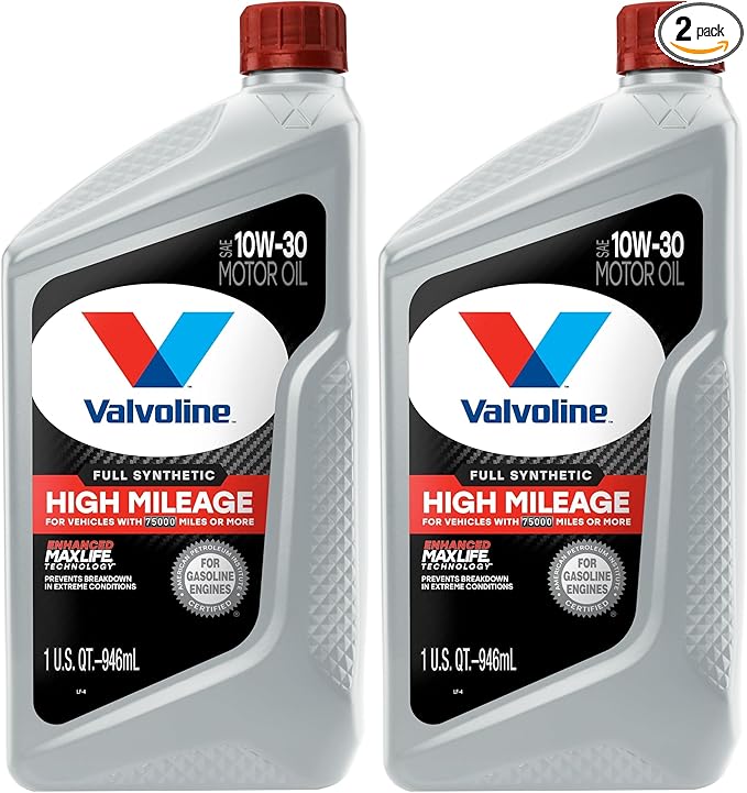 Valvoline Full Synthetic High Mileage with MaxLife Technology SAE 10W-30 Motor Oil 1 QT (Pack of 2)