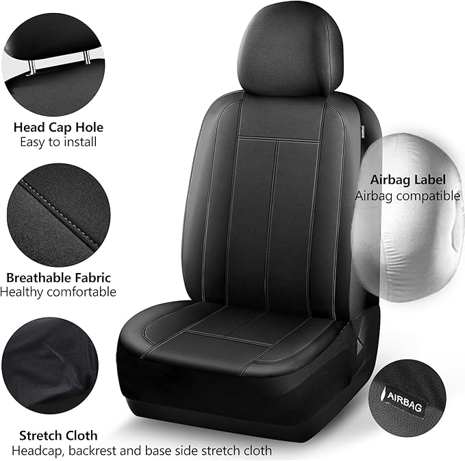 Neoprene Waterproof Seat Covers, Composite EVA Car seat Covers, Car Seat Covers Front Seats Airbag Compatible,Durable Universal Automotive Comfort for Most Cars,Trucks,SUVs(Black 816)