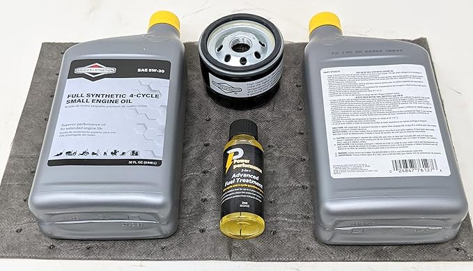 Briggs & Stratton 5W-30 (2 Quarts) Full Synthetic Engine Oil Change Kit with 492932s Filter and Fuel Treatment