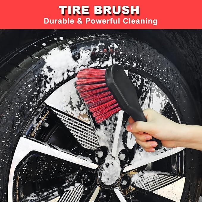 12Pcs Wheel Brush Kit for Cleaning Wheel and Tire, Wheel and Rim Brush, Car Detailing Brushes, Tire Brush, Bendable & Durable Car Wheel Rim Cleaner Brush Set,Car Detailing Cleaning Brush Supplies Kit
