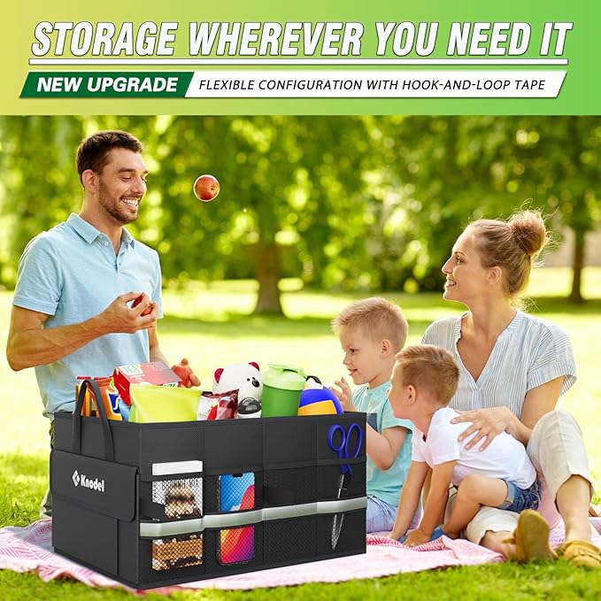 K KNODEL Car Trunk Organizer, Collapsible Car Trunk Storage Organizer, Car Organizer and Storage for SUV, Truck, Sedan (Small, Black)