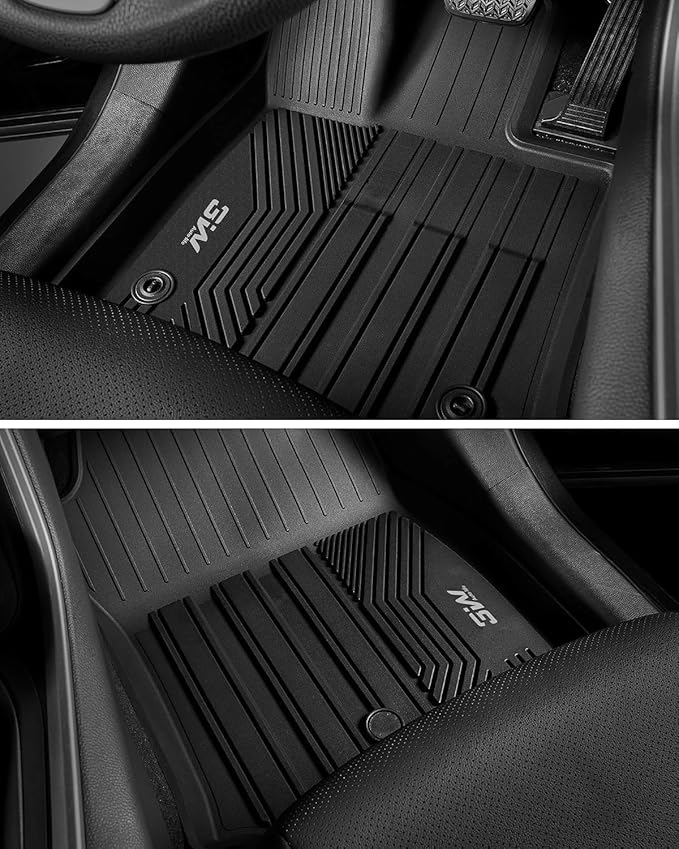 3W Floor Mats Fit for Toyota Tundra 2014-2021 (Only for CrewMax Cab), TPE All Weather Custom Fit Floor Liner for Tundra Accessories SR5/TRD/Limited 1st and 2nd Row Full Set Car Mats Easy Clean, Black