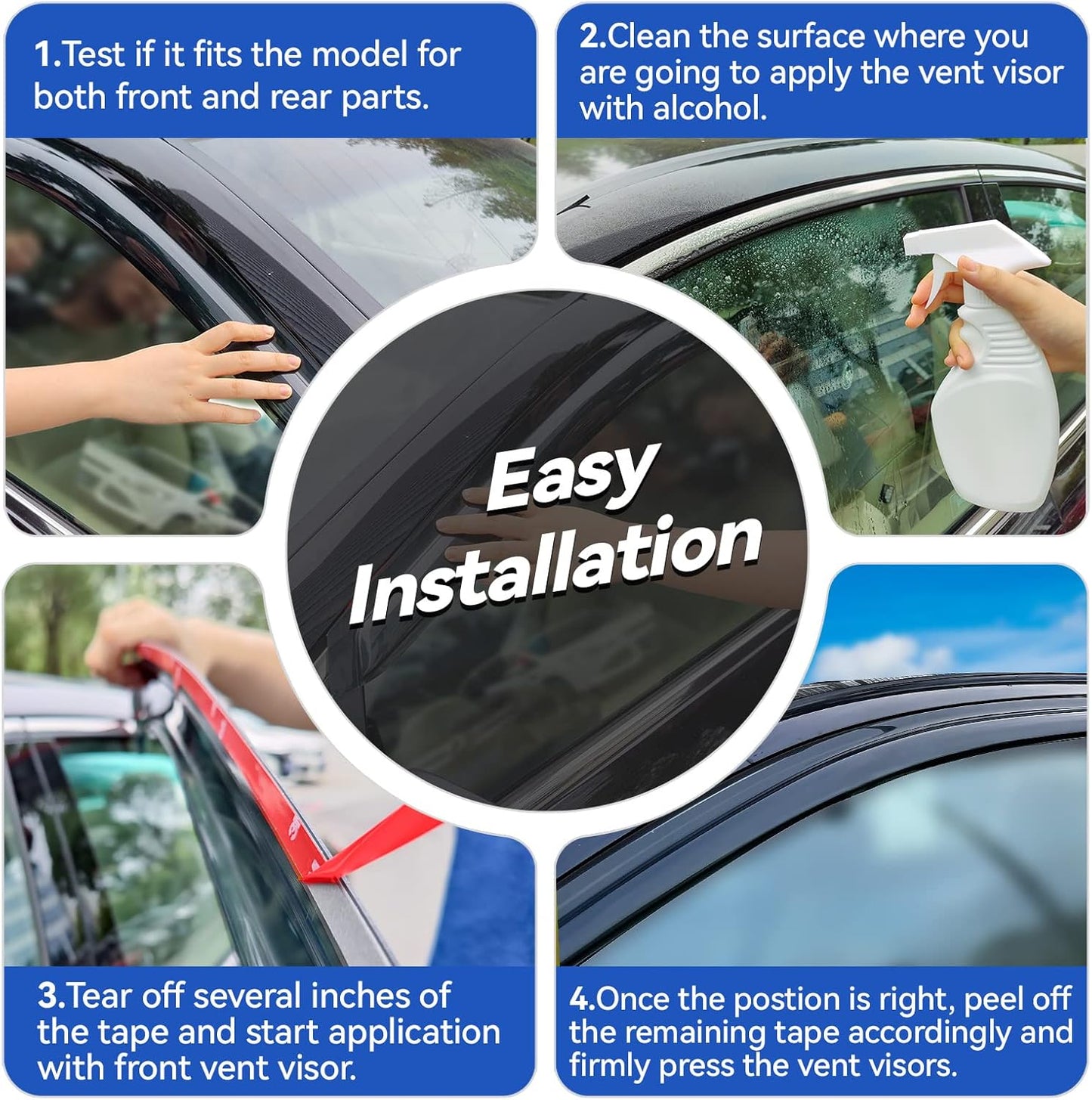 Window Visors Rain Guards Shield for 2006-2012 Toyota Rav4, Out-Channel Window Vent Wind Deflectors Visors Shades for 06 07 08 09 10 11 12 Rav4