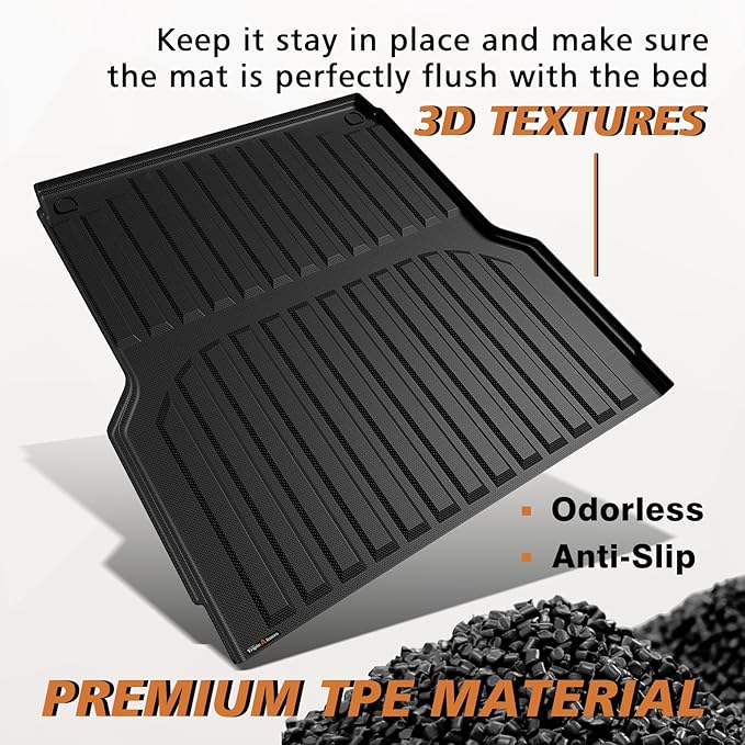 TripleAliners Truck Bed Mat Compatible with 2022 2023 2024 2025 2026 Hyundai Santa Cruz Accessories 4FT (52.1") Vehicle Bed Perfectly Flush All Weather Protection TPE Heavy Duty Pickup Cargo Mat