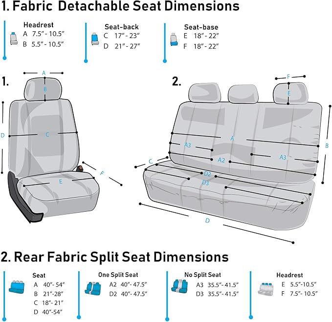 FH Group Automotive Car Seat Covers Full Set Premium 3D Air Mesh Front Seat Covers, Airbag Compatible & Split Bench Cover Universal Fit Interior Accessories for Cars Trucks and SUVs - Gray