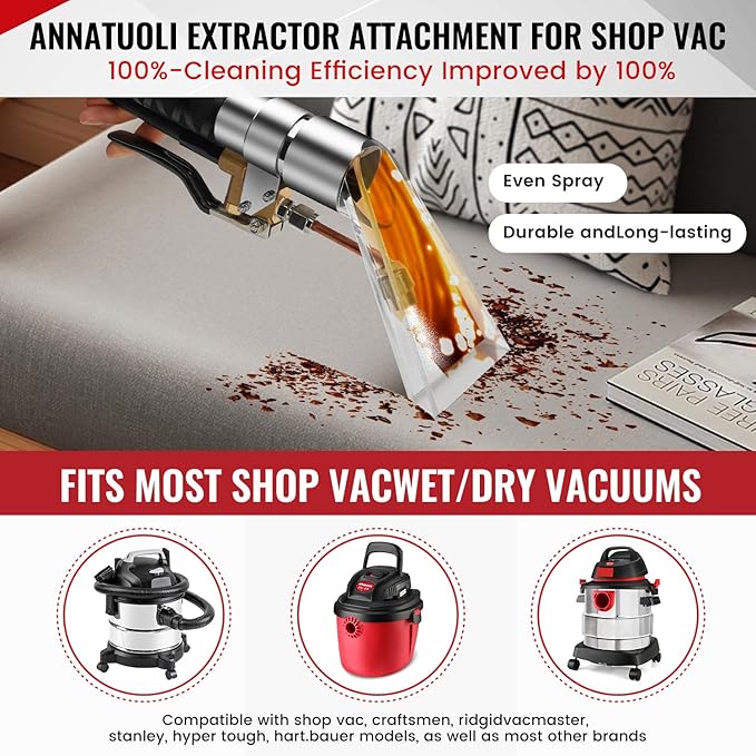 Extractor Attachment Kit for Shop Vac, Rip Clean Extractor Kit with Wand Hose Adapter Fit Carpet Sofa Car Cleaning for Home and Auto