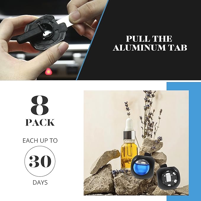 Car Air Freshener Vent Clips, 8 PK, 6 Ocean, 2 New Car Scent, Long Lasting Air Fresheners for Men & Women, Up to 240 Days, Odor Eliminator
