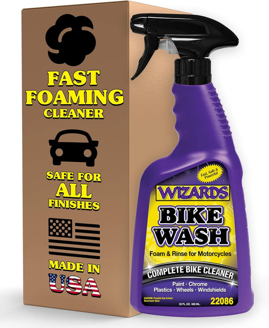 Wizards Bike Wash - Cleaner For Motorcycle Washing Kit- Quick Detailer for Bike with Bug Remover - For Your Motorcycle Accessories and Detail Kit - 22 oz