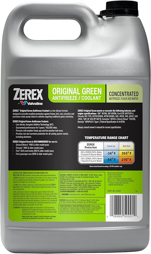 Zerex Original Green Low Silicate Concentrate Antifreeze/Coolant 1 GA, Case of 6