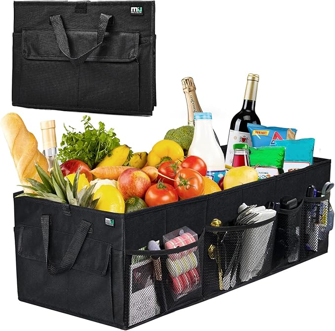 MIU COLOR Trunk Organizer for Car, Car Organizer, 12 Pockets Trunk Organizer for SUV, Durable Oxford, Non-Slip Bottom, Trunk Storage Organizer for Sedans, Van, Jeep, Grocery, Large 3 Compartments