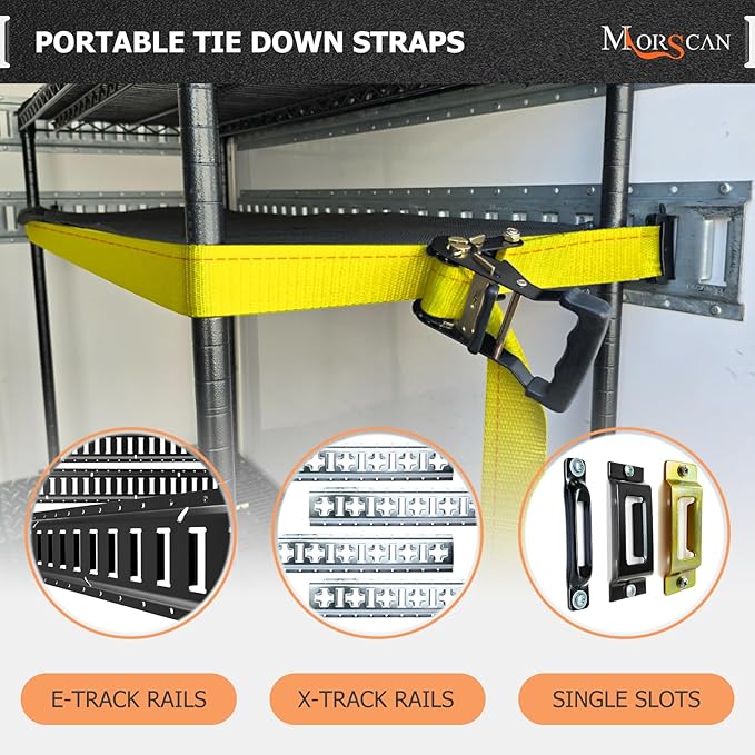 4-Pack E-Track Ratchet Straps, 2" x 15' E Track Tie Down Straps 4,400lbs Break Strength, Heavy Duty Etrack Cargo Strap for Truck, Trailer, Flatbed, Motorcycle, ATV, UTV, Lawn Mower