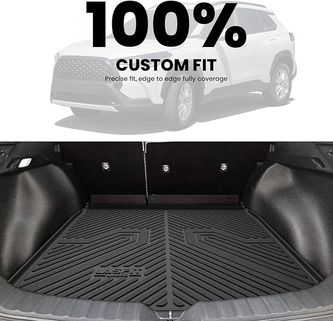 LASFIT Cargo Mat for Toyota Corolla Cross 2022-2026(Fit AWD Not Fit FWD), Custom Fit All-Weather TPE Rubber Trunk Mat for Toyota Accessories, Waterproof, Easy to Clean, Black