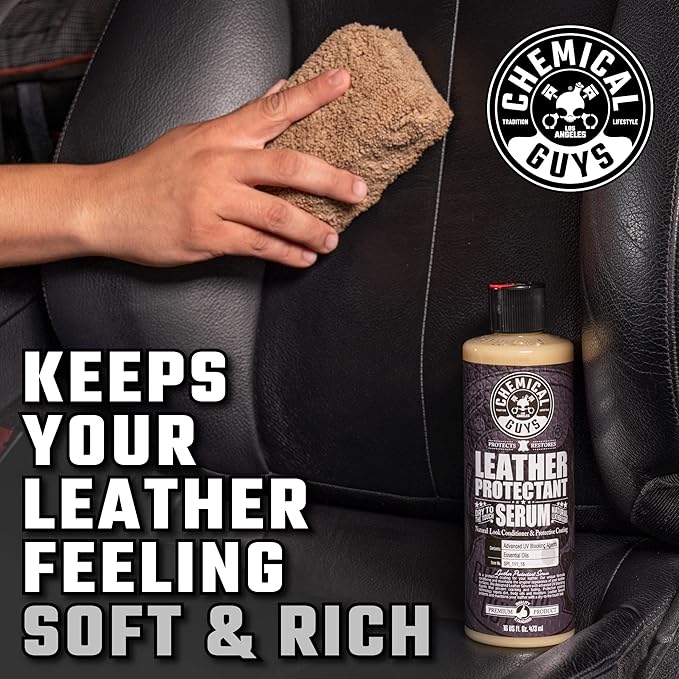 Chemical Guys Leather Cleaner & Leather Serum Kit for Car Interiors, Furniture, Apparel, Shoes, Boots, and More (Works on Natural, Synthetic, Pleather, Faux Leather and More), 16 fl oz - 2 Items
