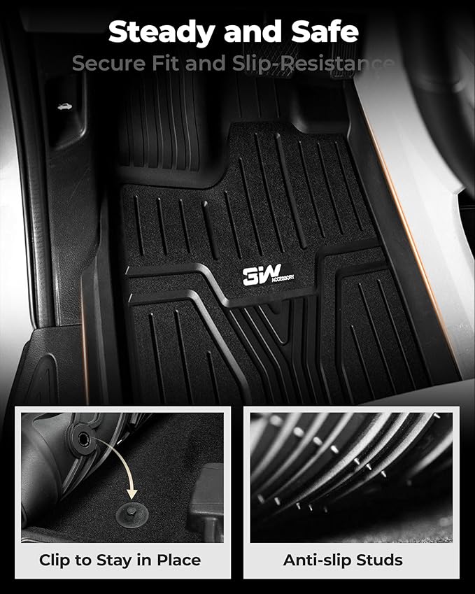 3W Floor Mats Fit for Honda Odyssey 2018-2025,TPE All Weather Custom Fit Floor Liner 1st, 2nd 3rd Row Car Mats,Black