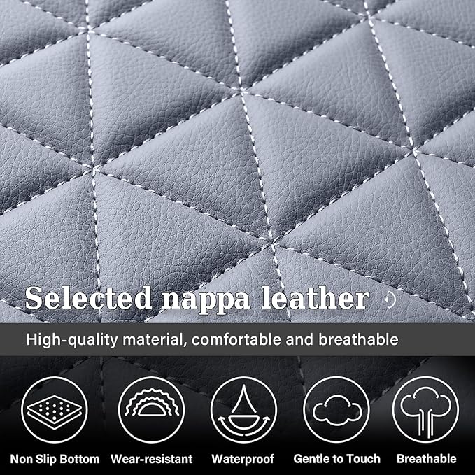 Coverado Car Seat Covers Full Set, Waterproof RAM 1500 Seat Cover Compatible with 2002-2025 RAM 1500 2500 3500 Crew Double Mega Quad Cab with Flat Bench, Gray