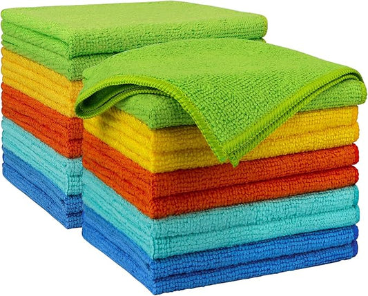 AIDEA Microfiber Cleaning Cloth 20PK, Microfiber Towels for Cars, Dusting Cloth Cleaning Rags for SUVs, House, Kitchen, Window, Workshops, Cleaning Supplies 12"×12"