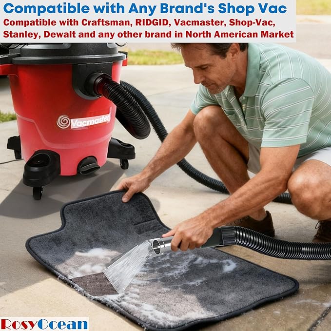 Universal Compatible with All Shop Vacs Extractor Attachment with 2-1/2" & 1-7/8" & 1-1/4" Three Adapters Auto Detailing Vacuum Head Extraction Accessories for Upholstery & Carpet Cleaning