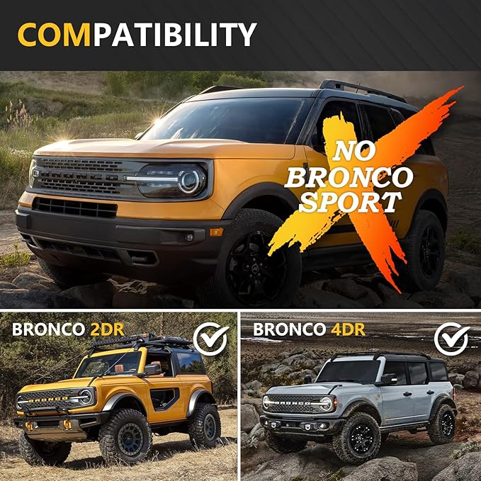 for Bronco Accessories Trailer Hitch Receiver with Cover Compatible with 2021 2022 2023 2024 Ford Bronco 2/4 Doors, Rear Bumper 2 Inch Towing Hitch Kit Tow Hook Combo (Excluding Bronco Sport)