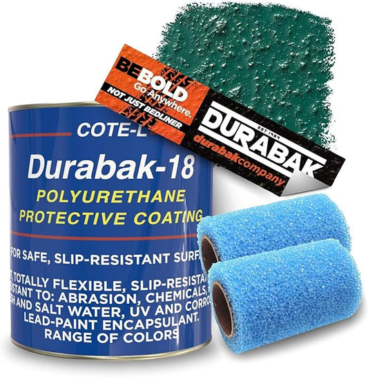 Durabak-18 Textured Truck Bed Liner Gallon KIT - Roll On Coating | DIY Custom Coat for Bedliner and Undercoating, Auto Body, Automotive Rust Proofing, Boat Repair (Gallon, Forest Green)