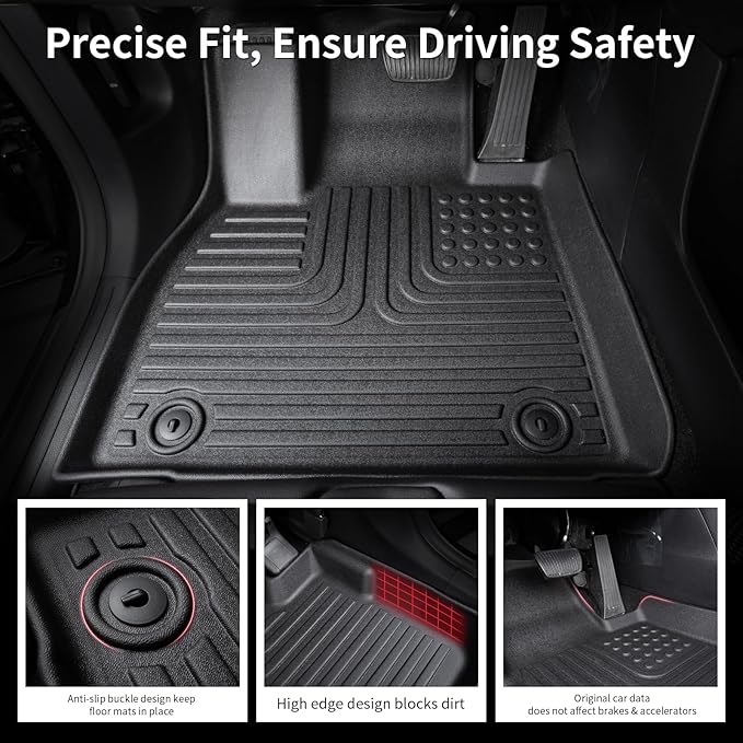 Wayhigh-All Weather Floor Mats and Cargo Mat Set Fit for 2025 2026 Nissan Armada/Infiniti QX80 7 Seats (Bucket Seat) TPE Car Mats Waterproof Heavy Duty Rubber Floor Liners for Armada 2025 Accessories