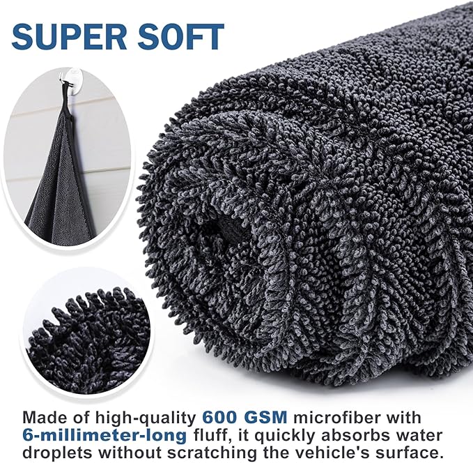 Navona 5-Pack 600GSM Professional Microfiber Car Drying Towels - Ultra Absorbent, Scratch-Free, Lint-Free (23.6" x 15.7") for Auto Detailing & Car Wash and Household Use.