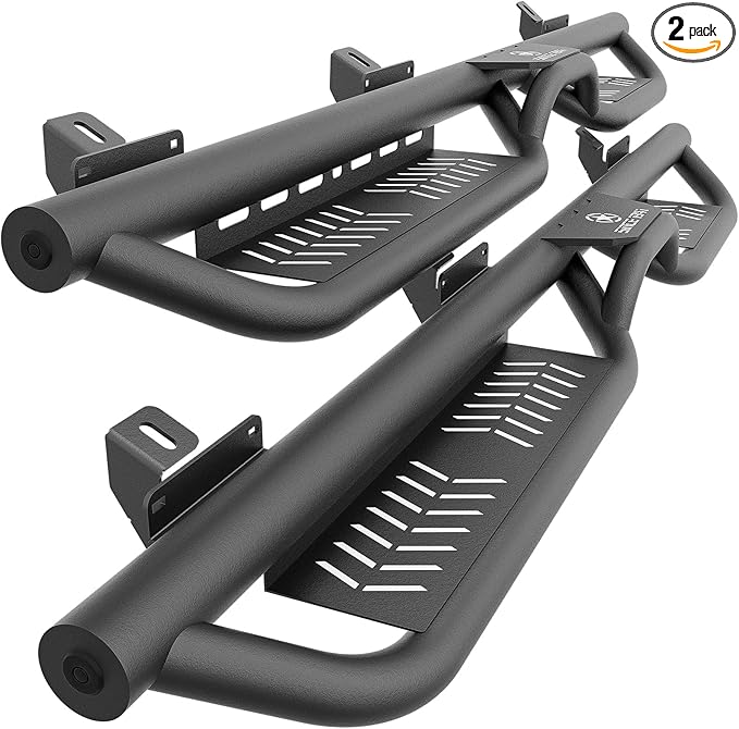 Running Boards Side Steps Compatible with 2021-2026 Ford Bronco 4 Doors (Not for Sport Model), Two Stairs Design Side Steps Heavy-Duty Steel Nerf Bars Bolt-on Step Plates Rock Sliders Rail