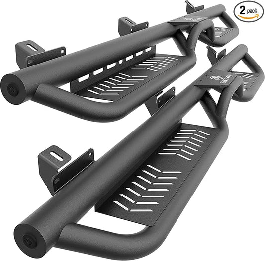 Running Boards Side Steps Compatible with 2021-2026 Ford Bronco 4 Doors (Not for Sport Model), Two Stairs Design Side Steps Heavy-Duty Steel Nerf Bars Bolt-on Step Plates Rock Sliders Rail