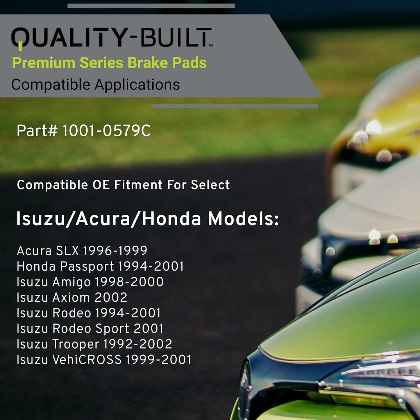 Premium Ceramic Front Brake Pads (1001-0579C) Compatible with 1992-2002 Acura/Honda/Isuzu (Amigo/Axiom/Passport/Rodeo/Rodeo Sport/SLX/Trooper/VehiCROSS)