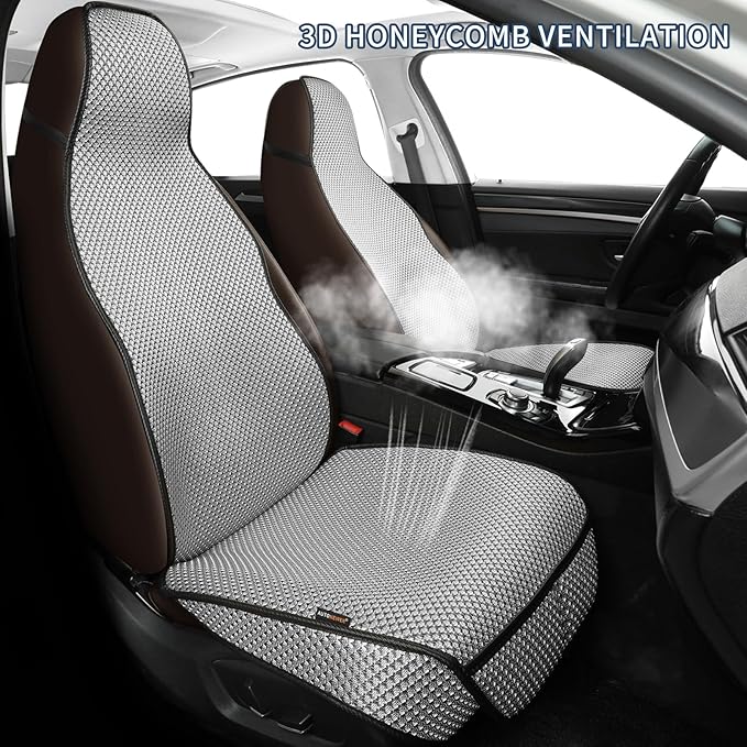 Auto Newer Car Seat Cover,Breathable Front Car Seat Cushion,Comfortable Car Seat Protector,Anti-Slip Full Wrap Driver Car Seat Protector with Storage Pocket,Universal All Seasons(Gray,2PCS)