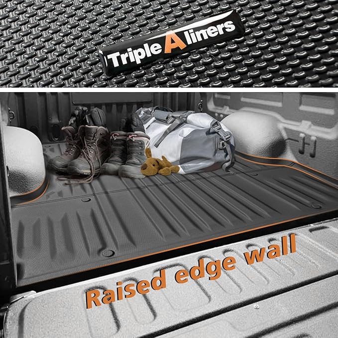 TripleAliners Truck Bed Mat Compatible with 2007-2021 Toyota Tundra Accessories 5.5FT Vehicle Perfectly Flush All Weather Protection TPE Heavy Duty Pickup Car Bed Cargo Mat