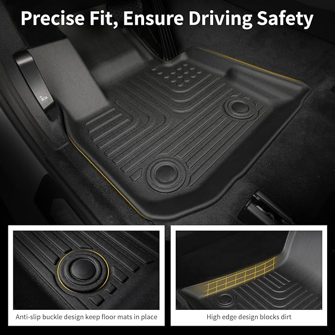 Floor Mats & Cargo Liner for 2025 Honda Civic Hybrid Sedan (Not Hatchback), All Weather Automotive TPE Floor Liners Set Anti-Slip Waterproof Accessories (Car Mats+Trunk Mat) Black