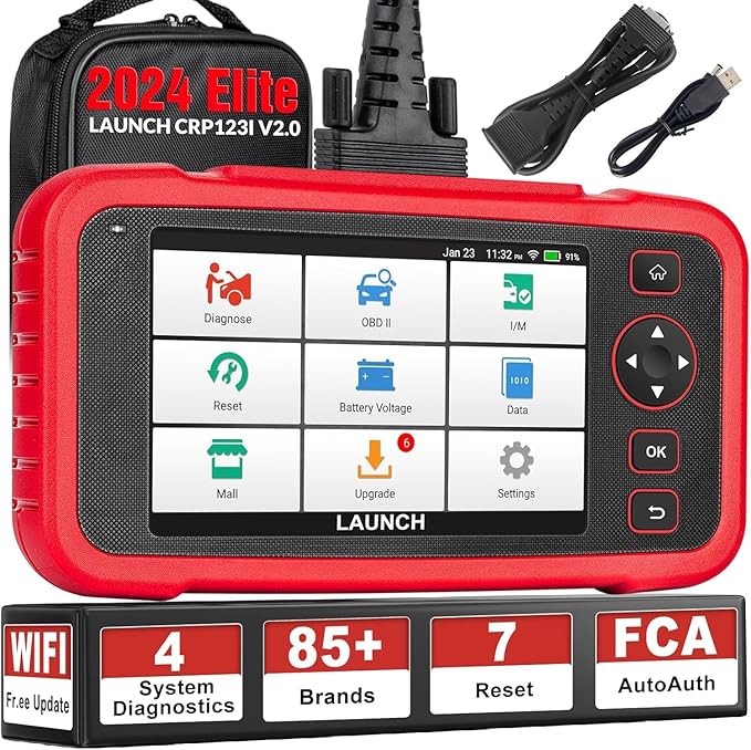 LAUNCH OBD2 Scanner CRP123I V2.0,Scan Tool Upgrade of CRP123E/CRP129E for ABS/SRS/at/ENG, FCA SGW, 7 Reset Services, Oil/Brake/BMS/SAS/DPF/ABS Bleeding/Throttle Adaption, Free Lifetime Upgrade
