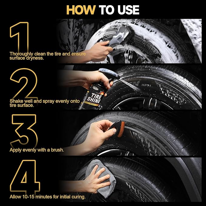 Tire Shine Spray,16OZ Durable Wet Tire Dressing,No Sling/Non-Greasy for Black Tire/Wheel, Long Lasting UV Protection for Car, Truck & SUV Easy to Apply
