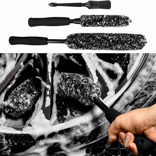 Metal Free Soft Wheel Cleaner Brush, Synthetic Wool Rim Cleaning Brush, Highly Water Absorption, Dense and Durable Tire Brush for Cleaning Wheels, Rims, Spokes, Fenders, Engines…