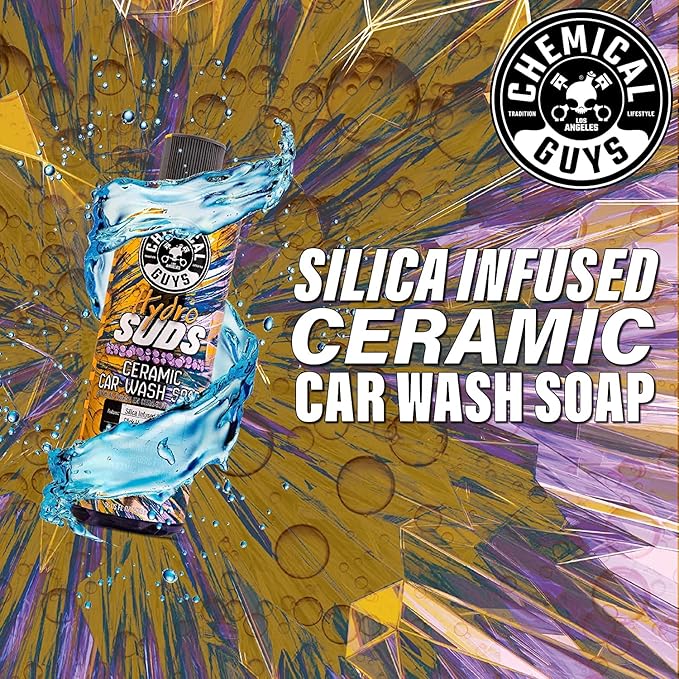 Chemical Guys HydroSuds Ceramic SiO₂ Shine High Foaming Car Wash Soap - Works with Foam Cannons, Foam Guns, or Bucket Washes for Cars, Trucks, Motorcycles, RVs, and More, Berry Scent - 16 oz