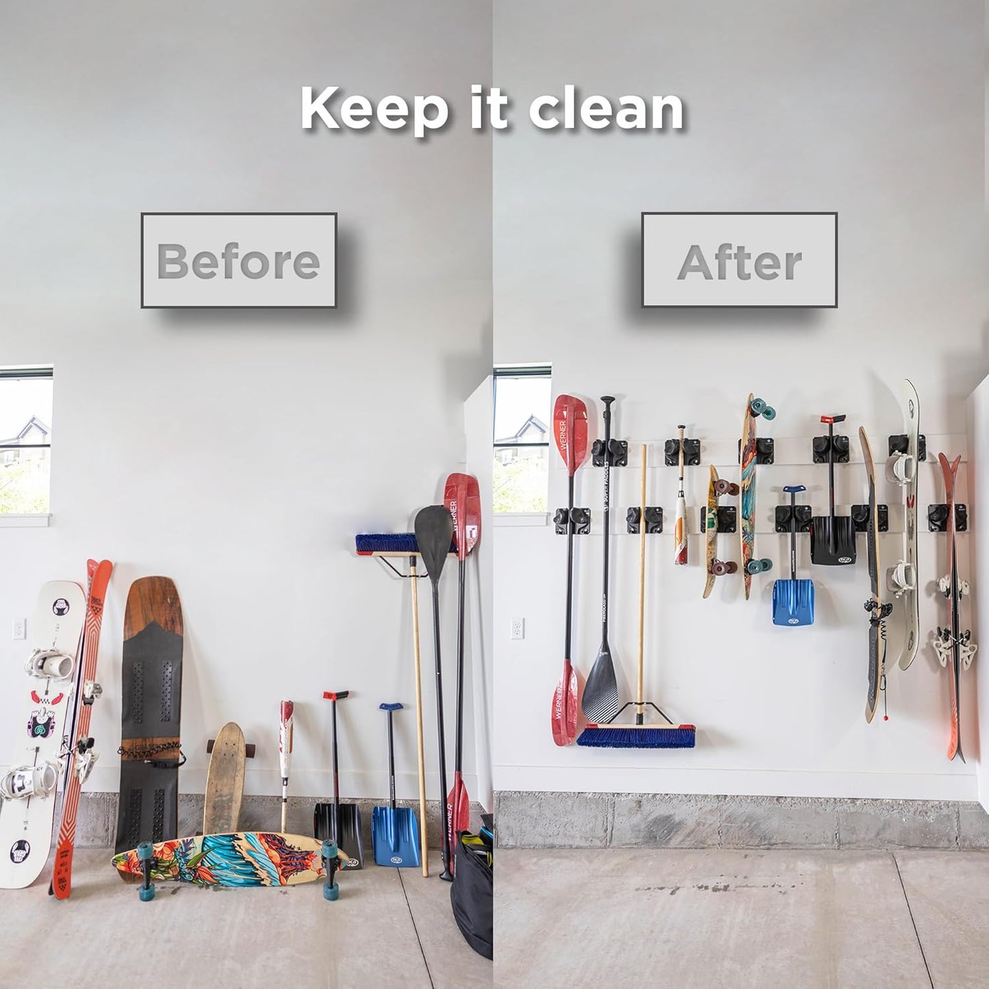 Ultimate Ski & Snowboard Wall Storage Rack - Fits any Ski or Snowboard - Save Your Rocker, Tips and Tails - Damage-free - 2x - Black