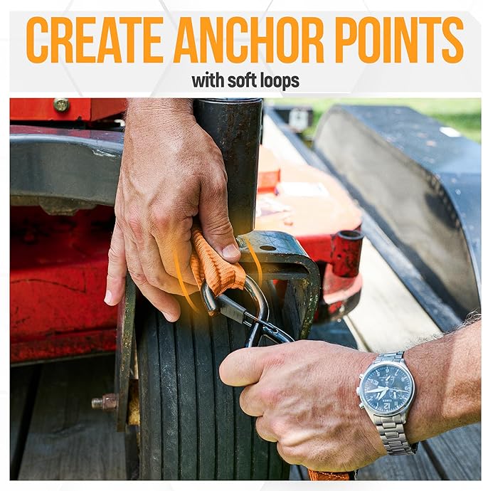 FORTEM Ratchet Tie Down Straps, 5208lb Break Strength, 4 Pack 10ft x 1.5in Heavy Duty Straps, 4 Soft Loops, Cam Buckles for Motorcycles, Safety Lock S Hooks, Carry Bag