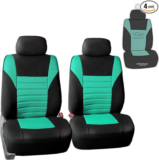 FH Group Automotive Car Seat Covers Front Set Premium 3D Air Mesh Front Seat Covers, Airbag Compatible Universal Fit Interior Accessories for Cars Trucks and SUVs - Mint