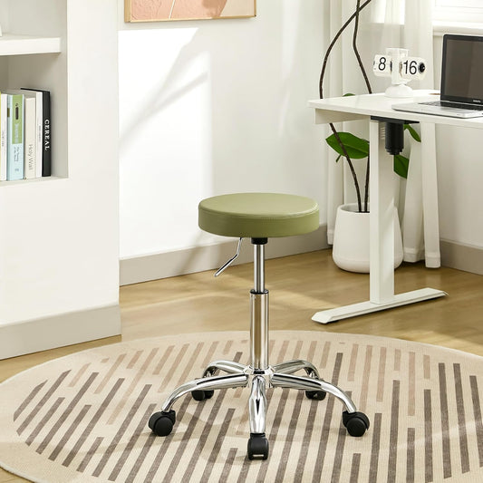 Office Drafting Chair, Adjustable Drafting Stool on Wheels 19.5’’-26.6’’, Green Salon Rolling Chair (Green)