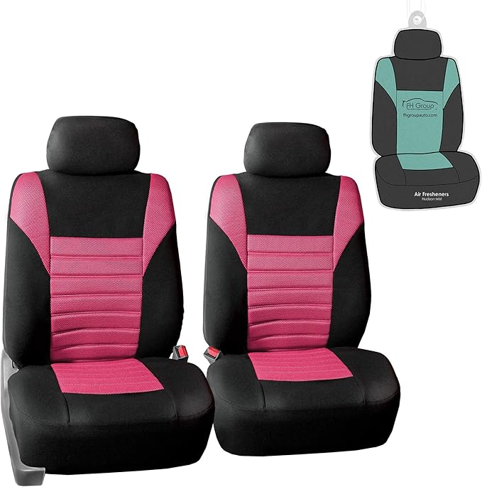 FH Group Automotive Car Seat Covers Front Set Premium 3D Air Mesh Front Seat Covers, Airbag Compatible Universal Fit Interior Accessories for Cars Trucks and SUVs - Pink