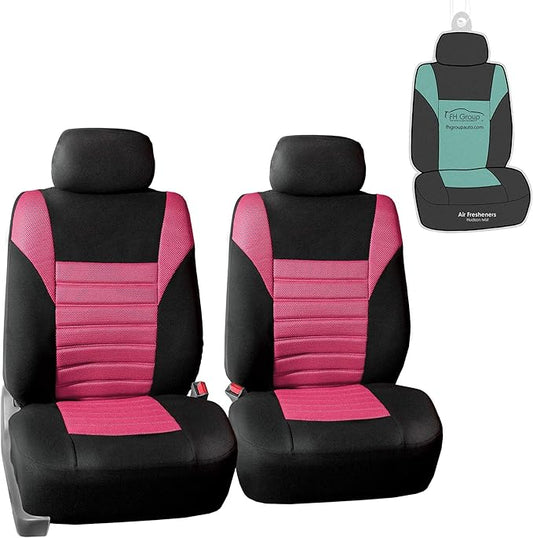 FH Group Automotive Car Seat Covers Front Set Premium 3D Air Mesh Front Seat Covers, Airbag Compatible Universal Fit Interior Accessories for Cars Trucks and SUVs - Pink